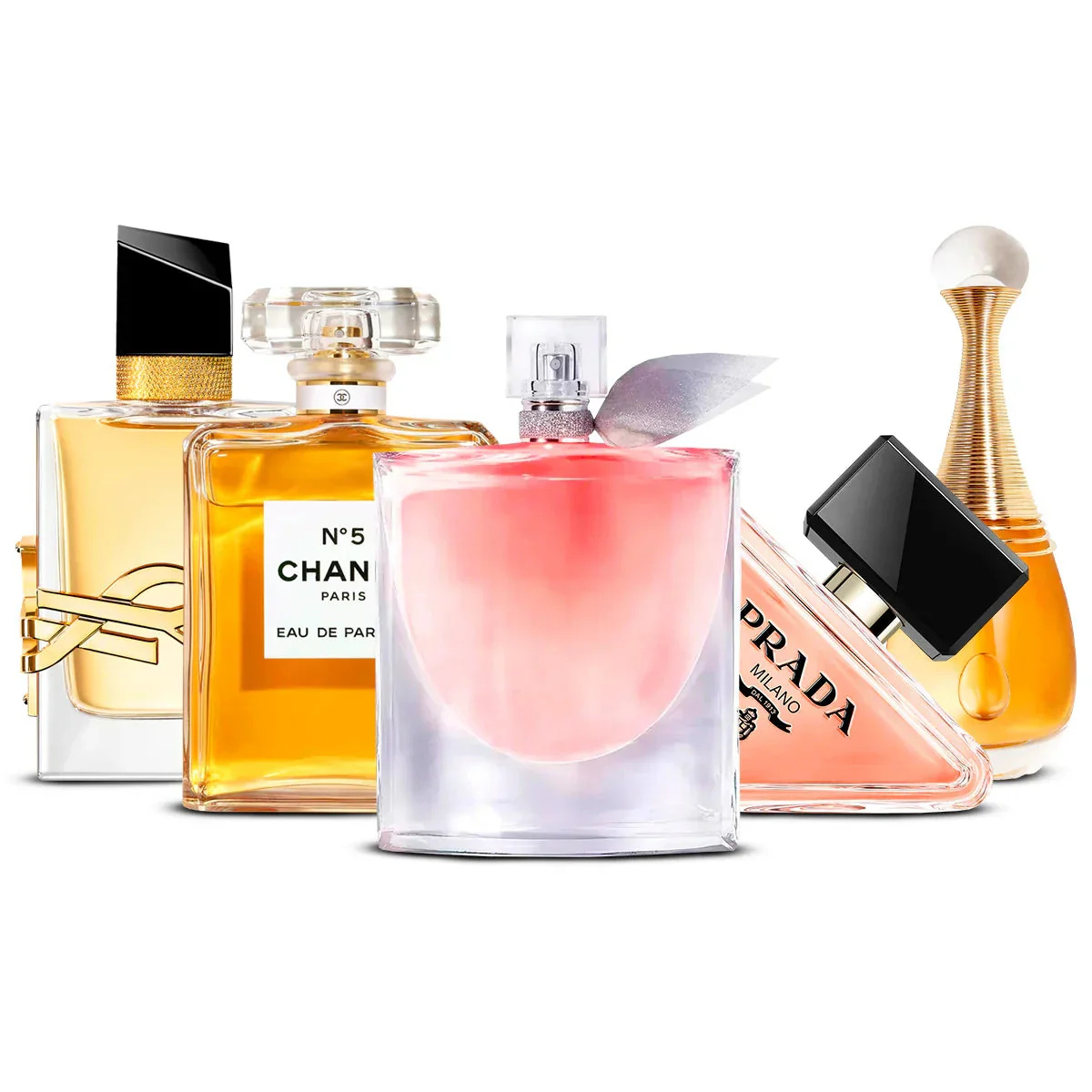 Conjunto de 5 perfumes | Libre + Chanel N°5 + La Vie Est Belle + Paradoxe + J'adore