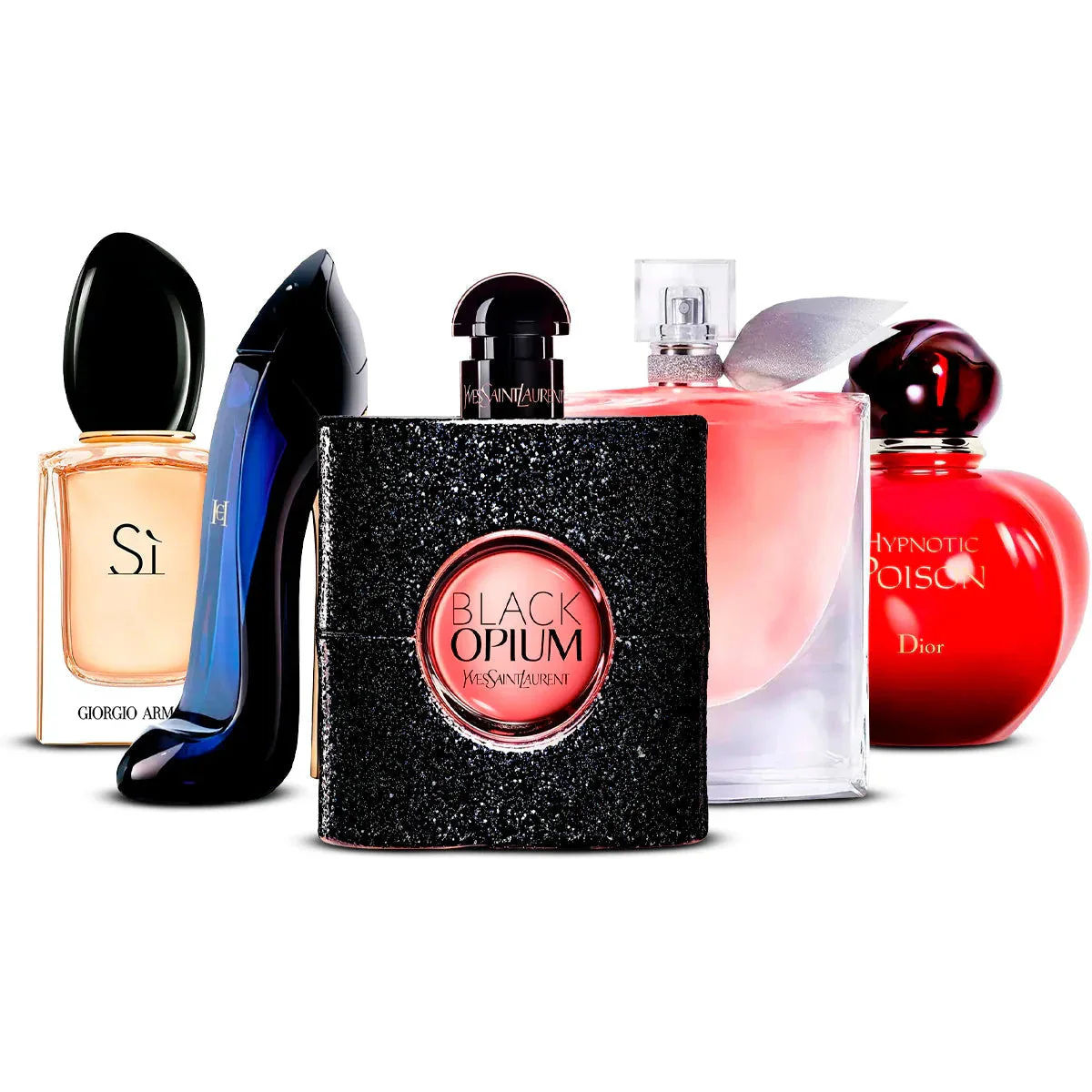 Conjunto de 5 perfumes | Sì + Good Girl + Black Opium + La Vie Est Belle + Hypnotic Poison